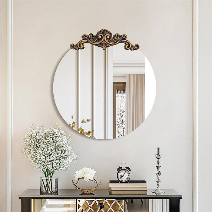 Lindsay Ornate Gold Round Wall Mirror