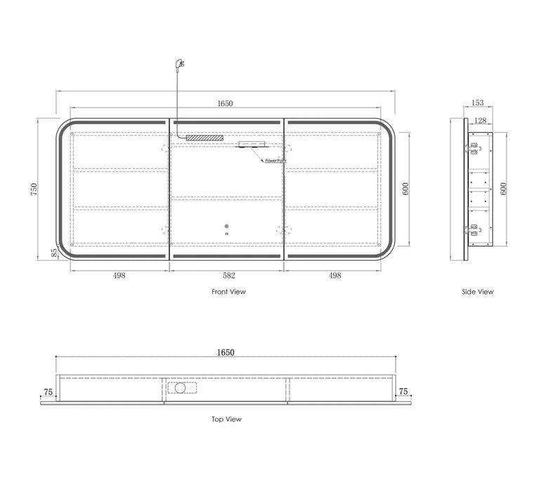 Lucy Matte White LED Frontlit Shaving Cabinet 3-door