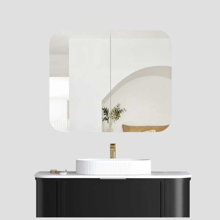 Lucy Black Oak 2-Door Mirror Shaving Cabinet