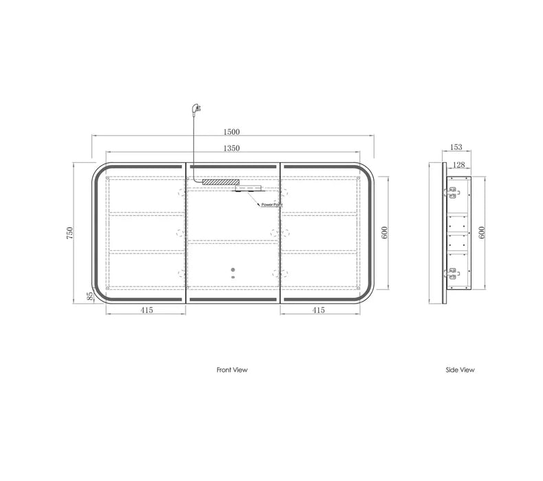 Lucy Sable Walnut LED Shaving Mirror Cabinet 3-door