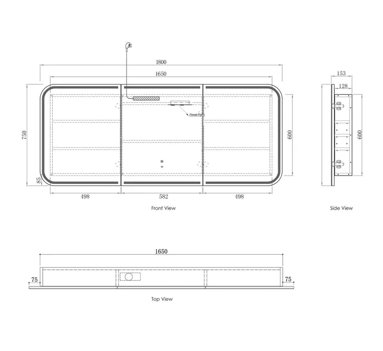 Lucy Sable Walnut LED Shaving Mirror Cabinet 3-door