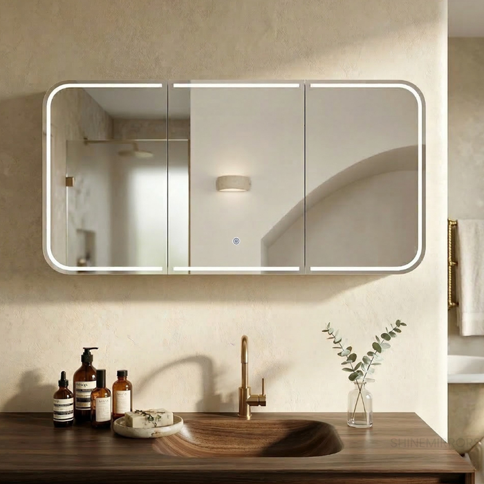 Lucy Sable Walnut LED Shaving Mirror Cabinet 3-door