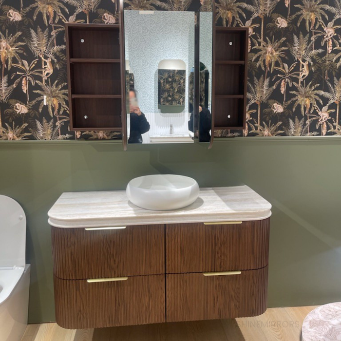 Lucy Sable Walnut Shaving Mirror Cabinet 3-door