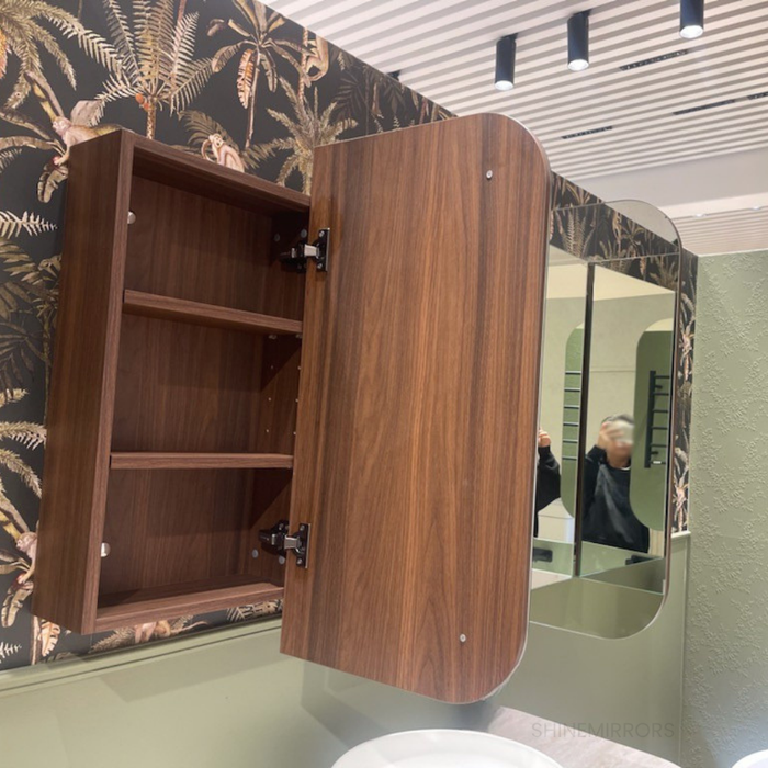 Lucy Sable Walnut Shaving Mirror Cabinet 3-door