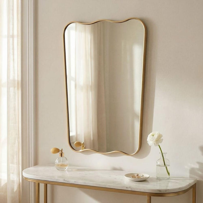 Lunara Scalloped Gold Wall Mirror