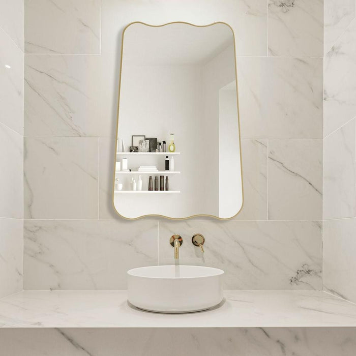 Lunara Scalloped Gold Wall Mirror