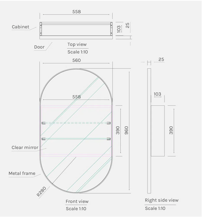Noella Brushed Nickel Pill Mirror Cabinet