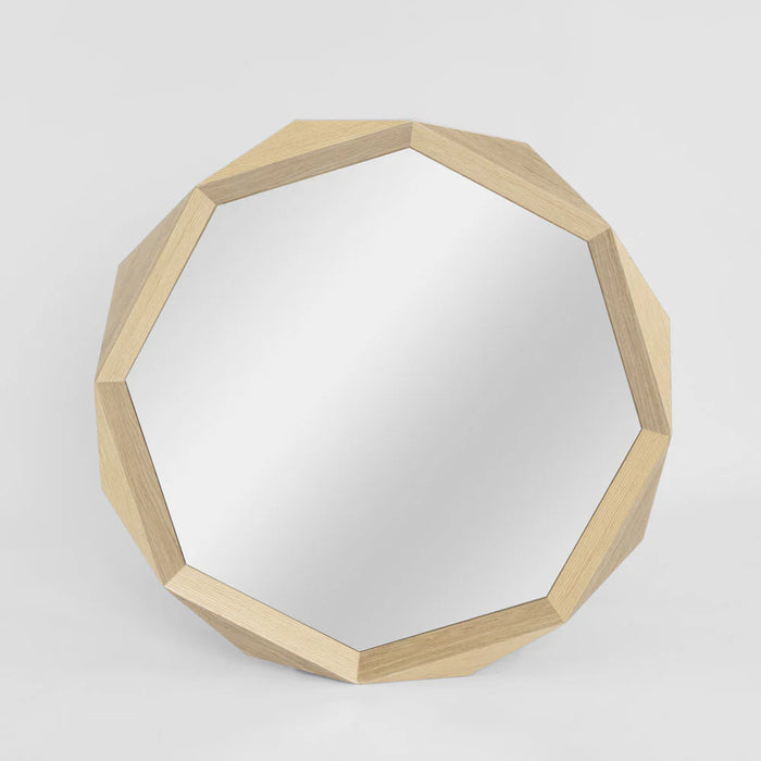 Selah Faceted Oak and Walnut Geometric Wall Mirror