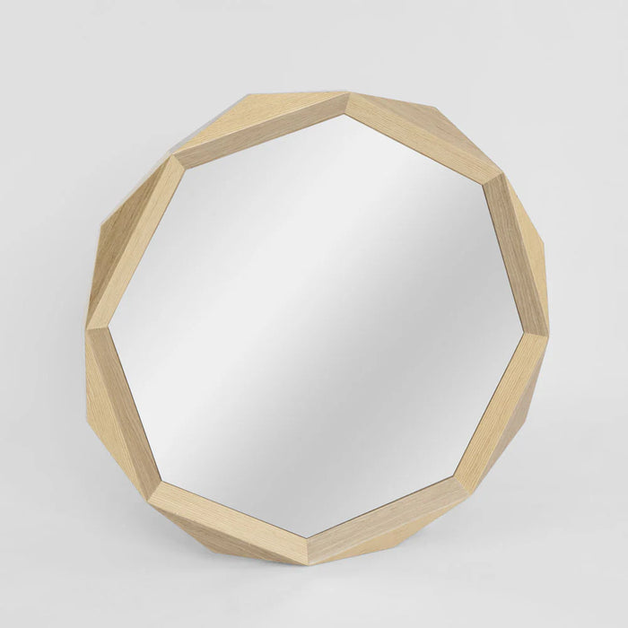 Selah Faceted Oak and Walnut Geometric Wall Mirror