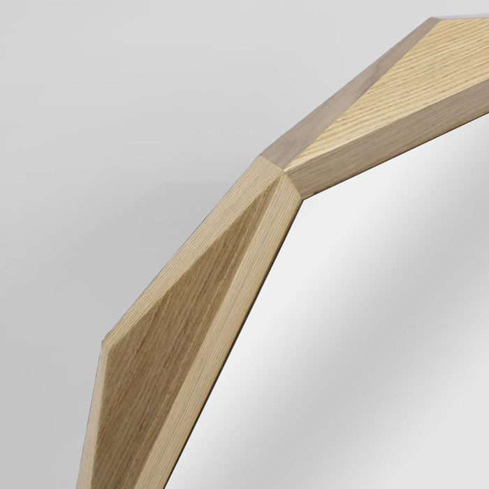 Selah Faceted Oak and Walnut Geometric Wall Mirror