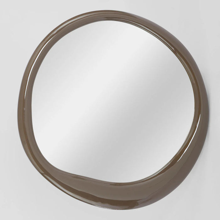 Sharlene Chocolate-Brown Gloss Organic Wall Mirror