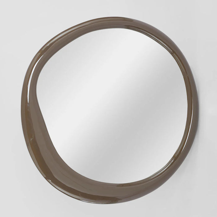 Sharlene Chocolate-Brown Gloss Organic Wall Mirror