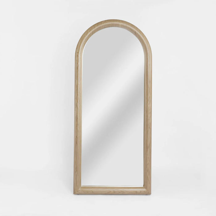 Amirah Light Walnut Arched Full-Length Wall Mirror