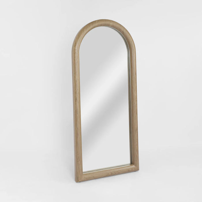 Amirah Light Walnut Arched Full-Length Wall Mirror
