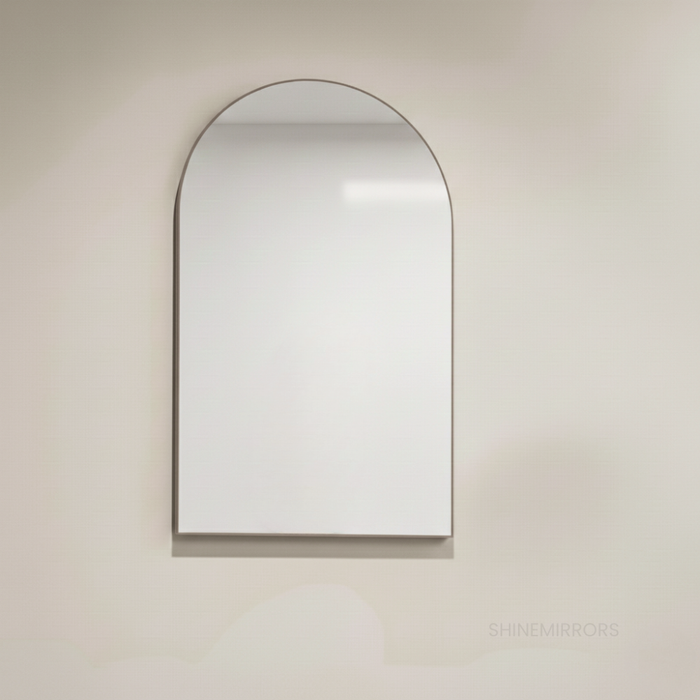 Malvin Arched Brushed Gunmetal Framed Wall Mirror