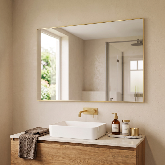 Marloe Framed Rectangle Wall Mirror Brushed Gold
