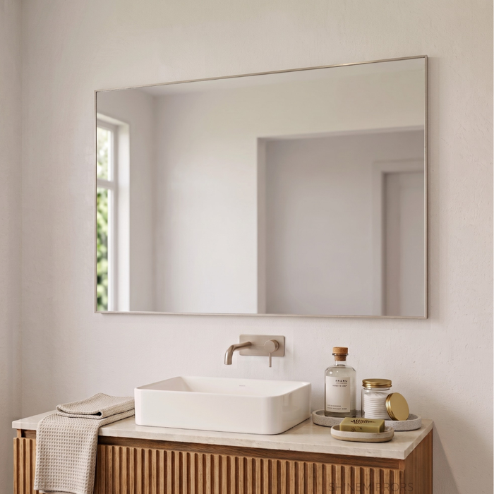 Marloe Framed Rectangle Wall Mirror Brushed Nickel