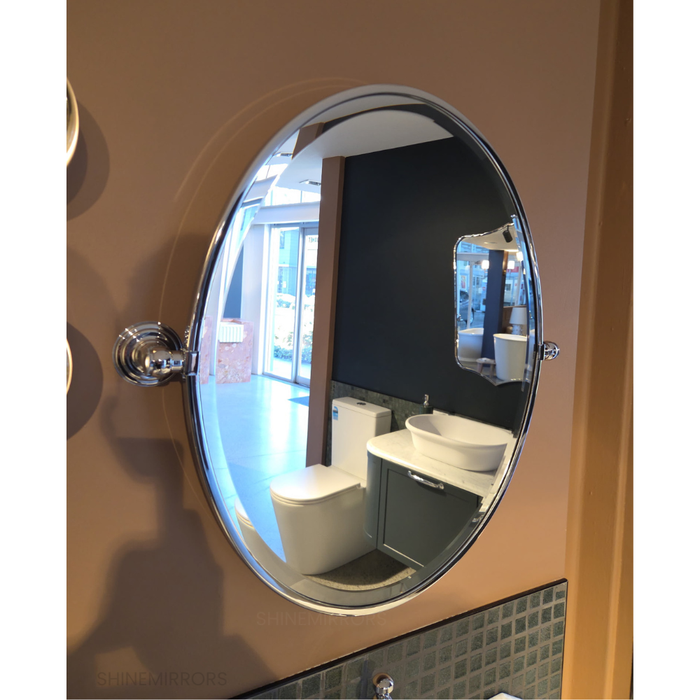 Matilda Chrome Silver Oval Pivot Wall Mirror