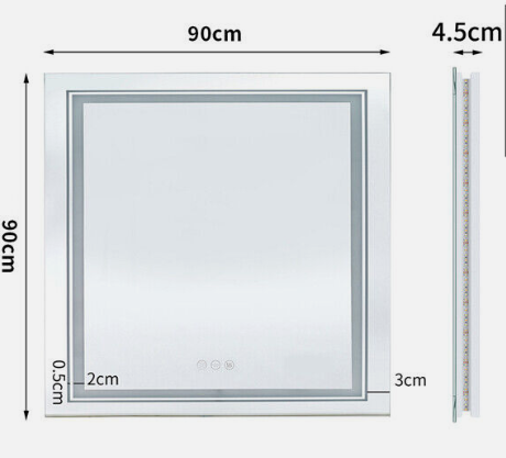 Meeko LED Square Bathroom Mirror