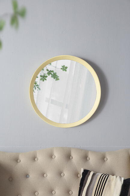 Perci Mango Cream Wood Round Wall Mirror