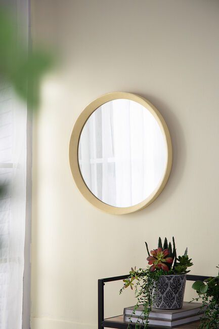 Perci Mango Cream Wood Round Wall Mirror