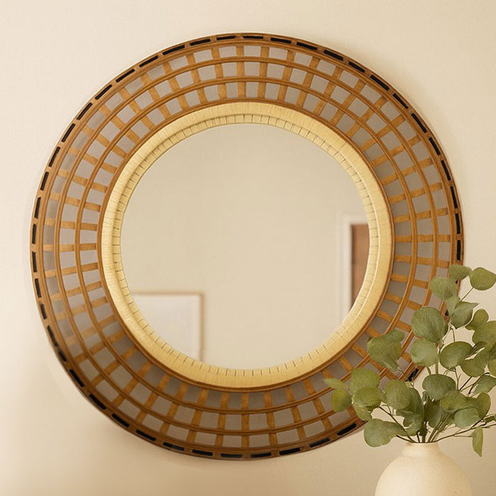 Helen Grid Bamboo & Rattan Wall Mirror