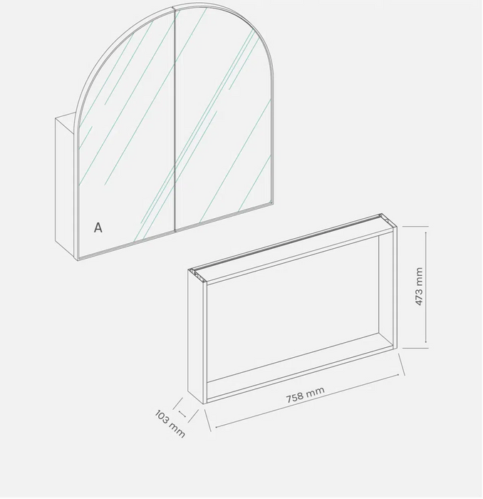 Austin Brushed Nickel Arch Mirror Cabinet 2-Door