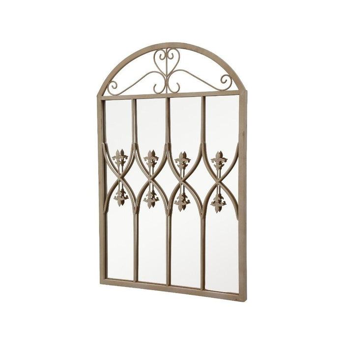 Shaina Vintage Iron Windowpane Outdoor Wall Mirror