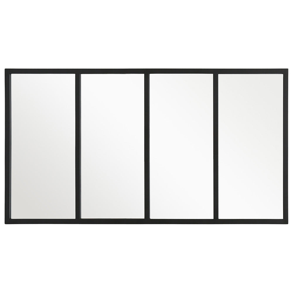 Carolina 4-Panel Black Iron Frame Window Wall Mirror — SHINE MIRRORS ...