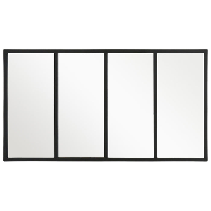 Carolina 4-Panel Black Iron Frame Window Wall Mirror