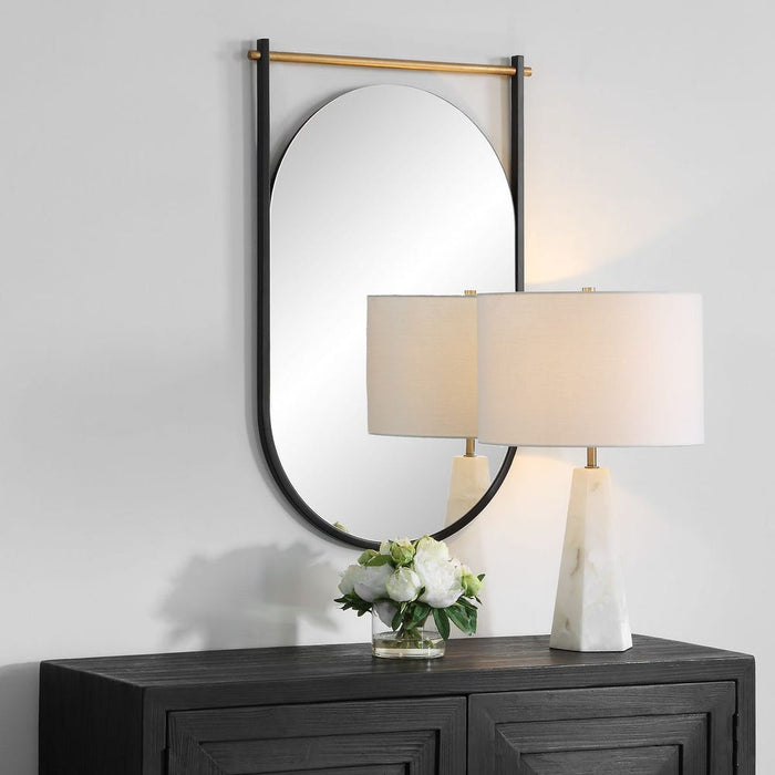 Regine Black Oval Frame Wall Mirror