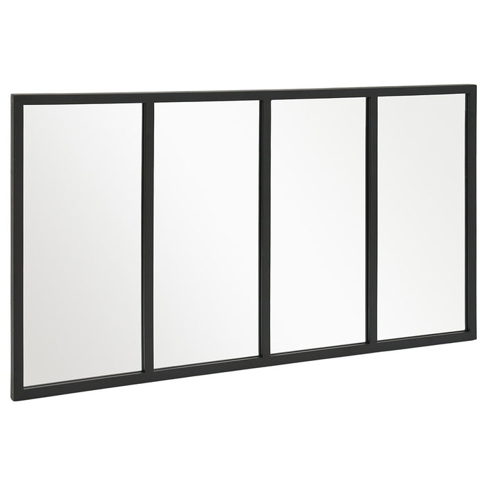 Carolina 4-Panel Black Iron Frame Window Wall Mirror