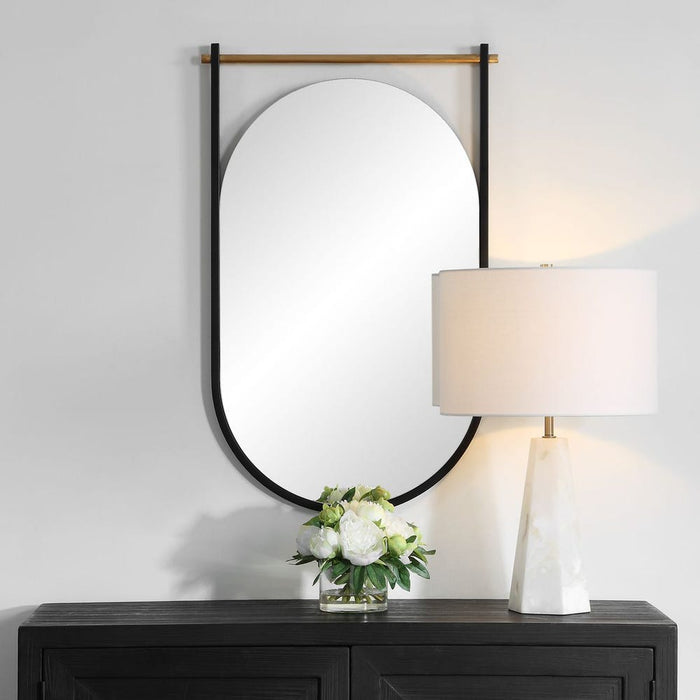 Regine Black Oval Frame Wall Mirror
