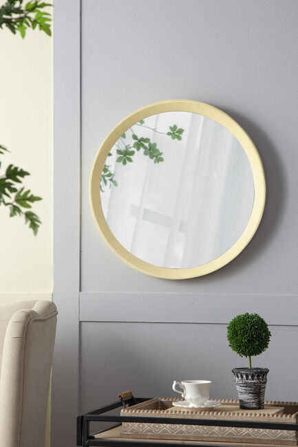 Perci Mango Cream Wood Round Wall Mirror