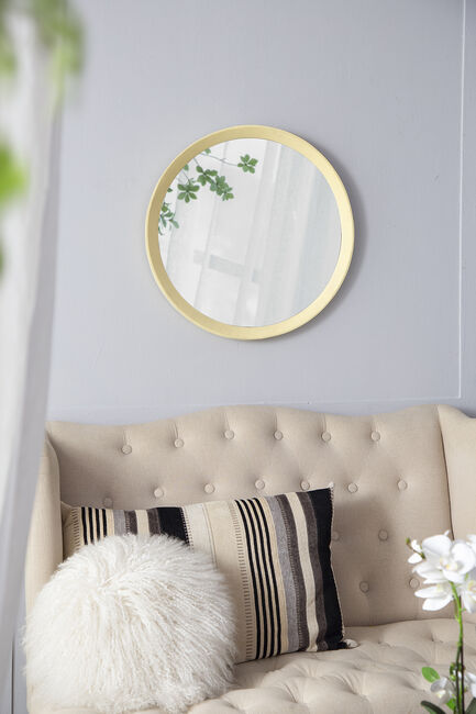 Perci Mango Cream Wood Round Wall Mirror