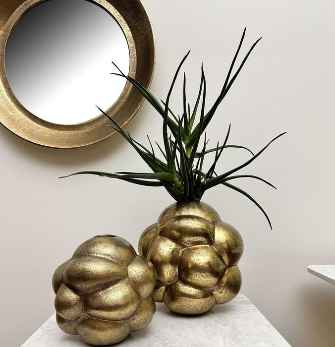 Xandra Round Antique Brass Wall Mirror
