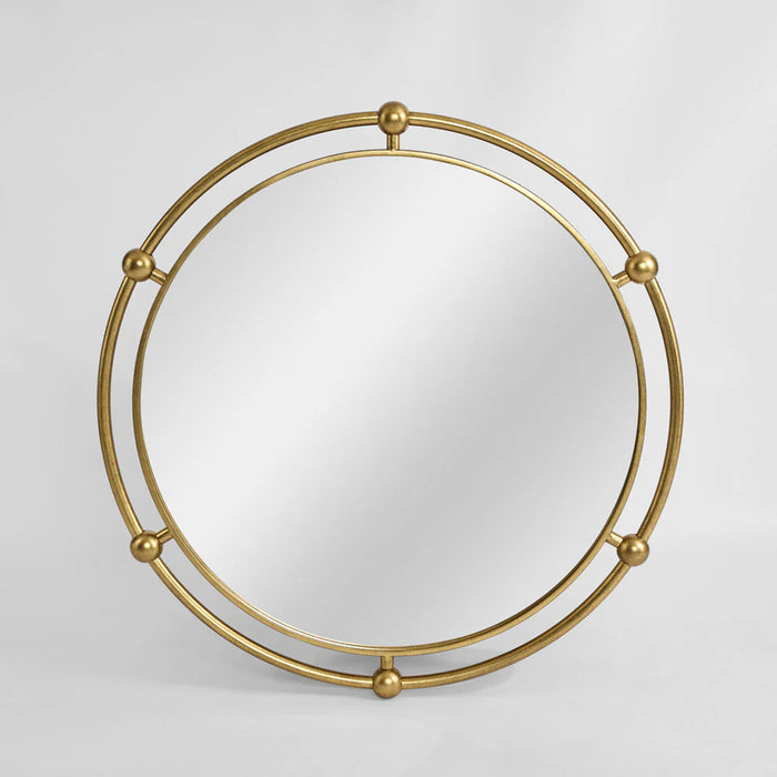 Rhudora Antique Gold Round Wall Mirror