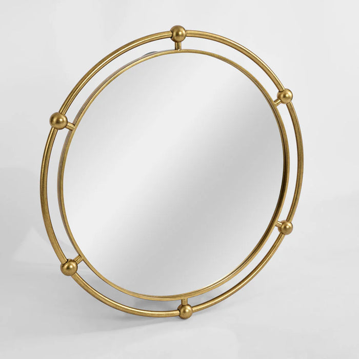Rhudora Antique Gold Round Wall Mirror