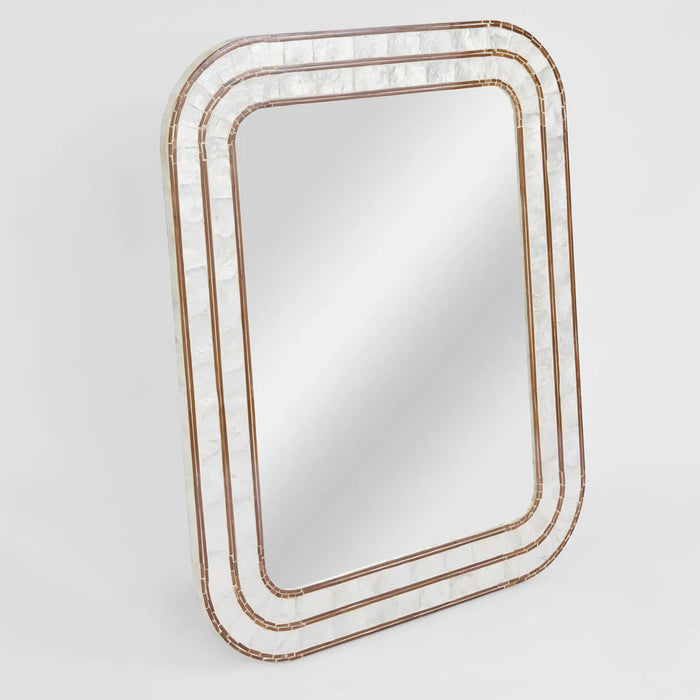 Omari White Shell and Bamboo Wall Mirror