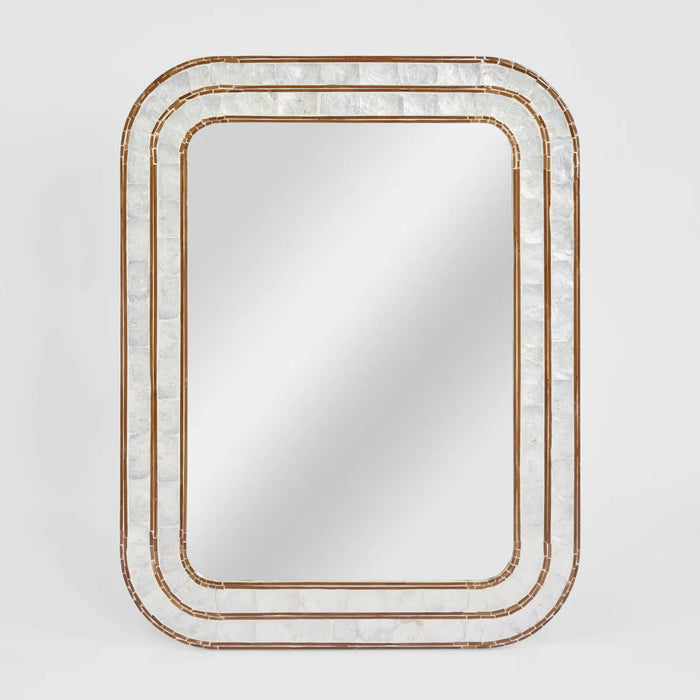 Omari White Shell and Bamboo Wall Mirror