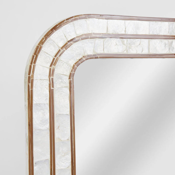 Omari White Shell and Bamboo Wall Mirror