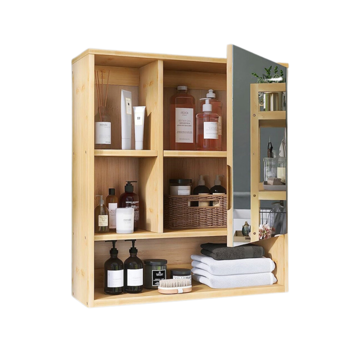 Oscar Bamboo Wall-Mounted Mirror Cabinet