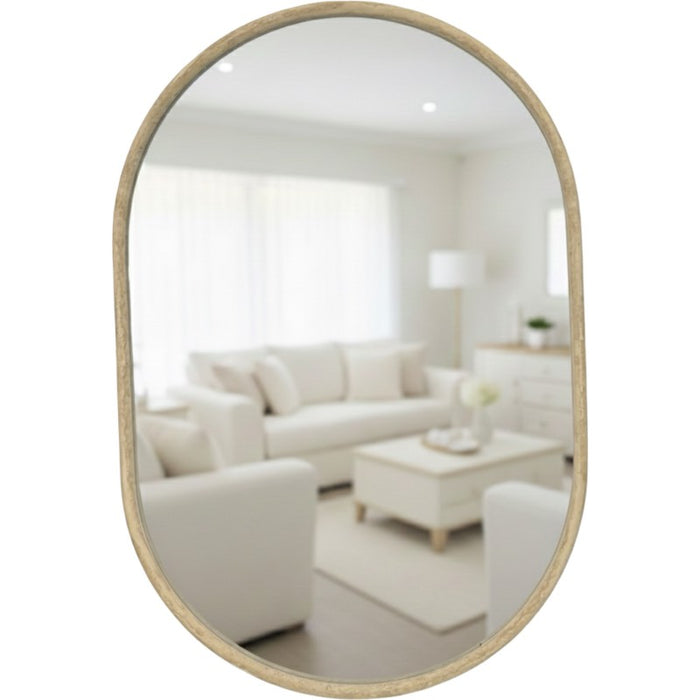 Trixie Light Brown Oval Wall Mirror