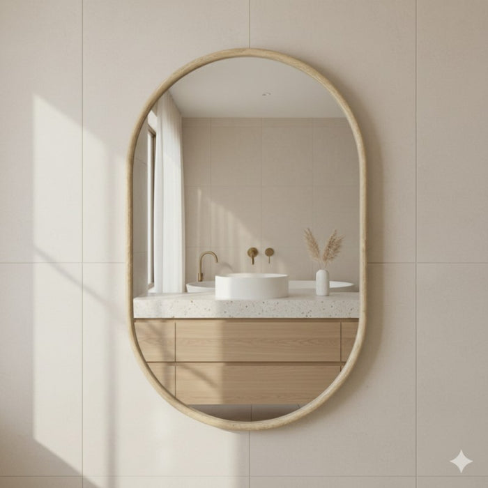 Trixie Light Brown Oval Wall Mirror