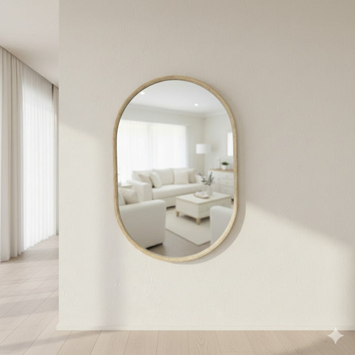 Trixie Light Brown Oval Wall Mirror