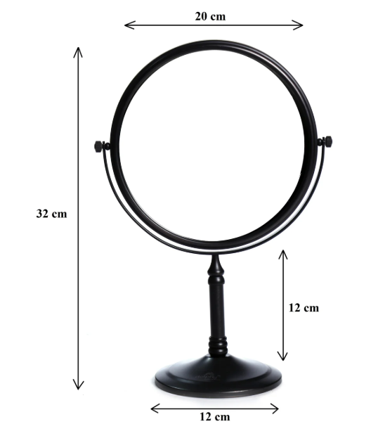 Pascal Round Black Tabletop Magnifying Mirror