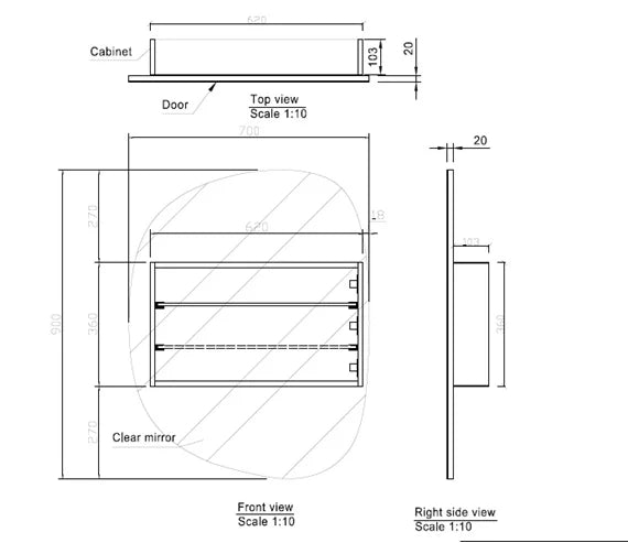 Sylvia Frameless Pebble Mirror Cabinet