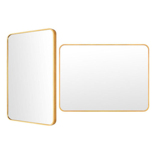 Priya Gold Aluminium Rectangular Wall Mirror - Set of 2