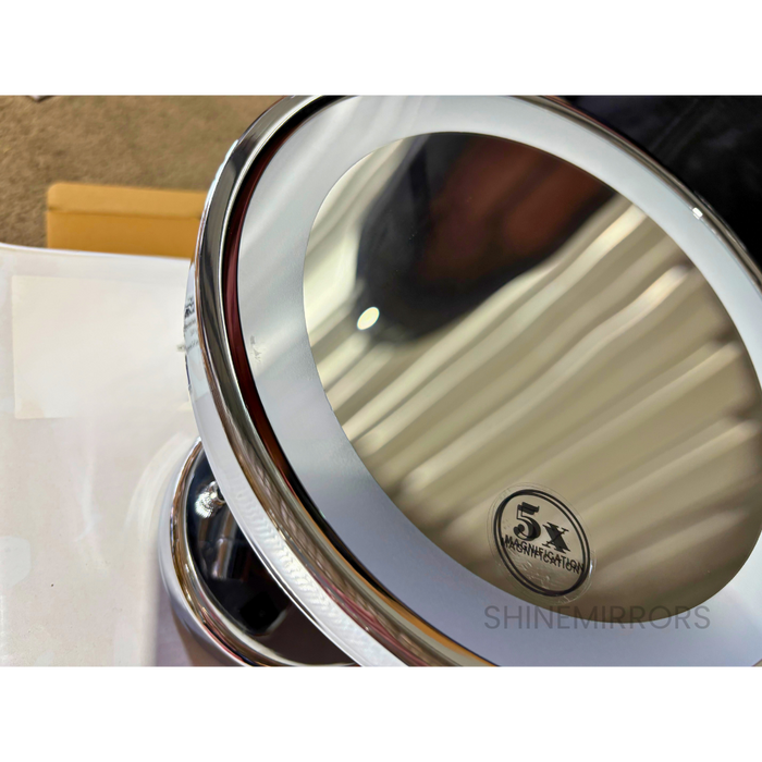 Ablaze Round Shaving Mirror with LED and 5x Magnification Plugin Type