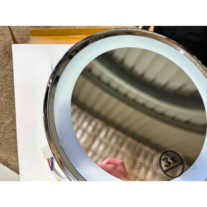 Ablaze Round Shaving Mirror with LED and 3x Magnification Plugin Type